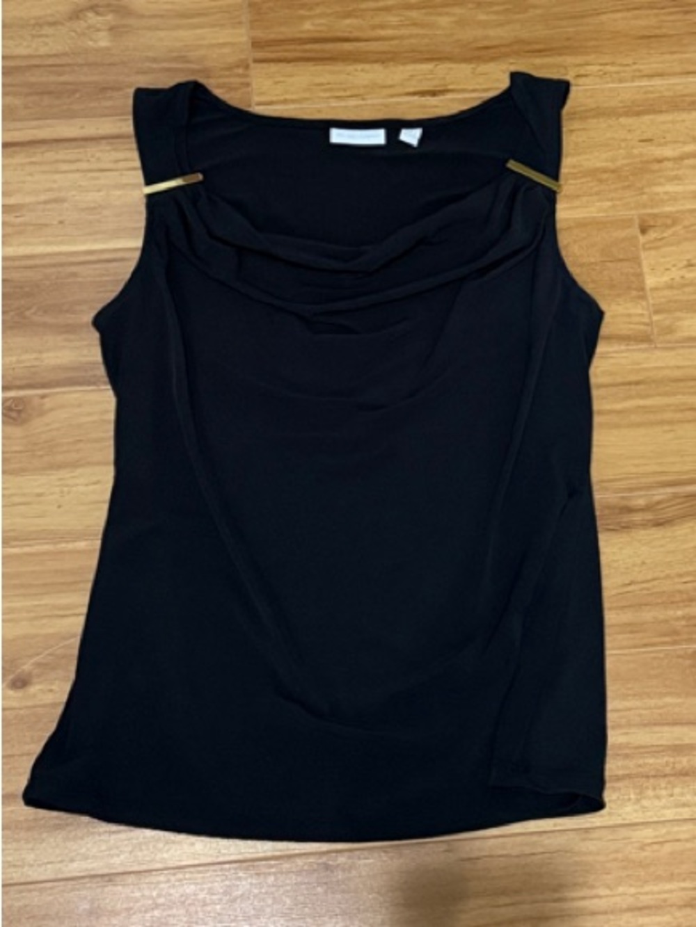 New York and company Draped Neck Sleeveless Top with gold hardware